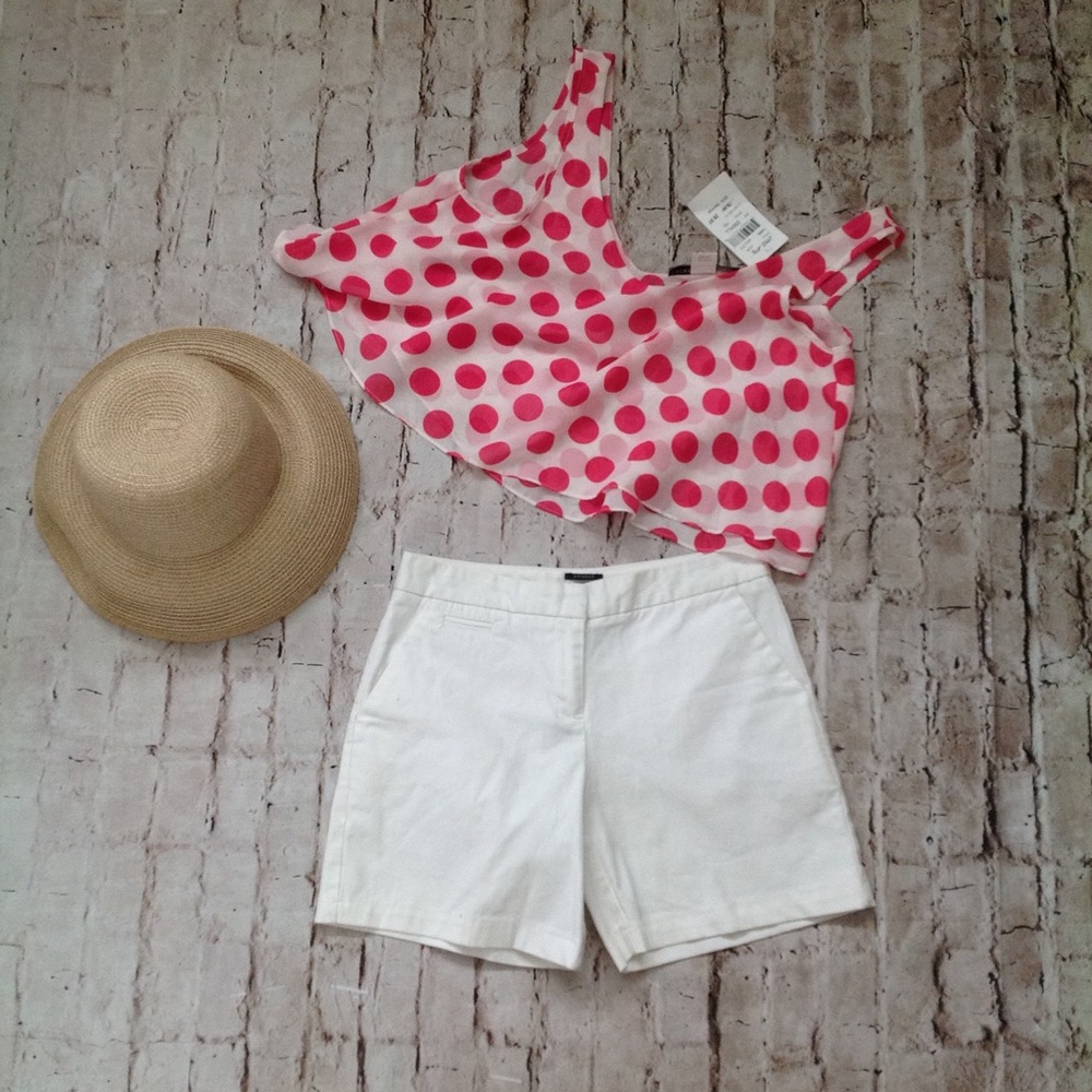 NWT white/pink polkadot 2 layers sheer cropped  sleeveless top.